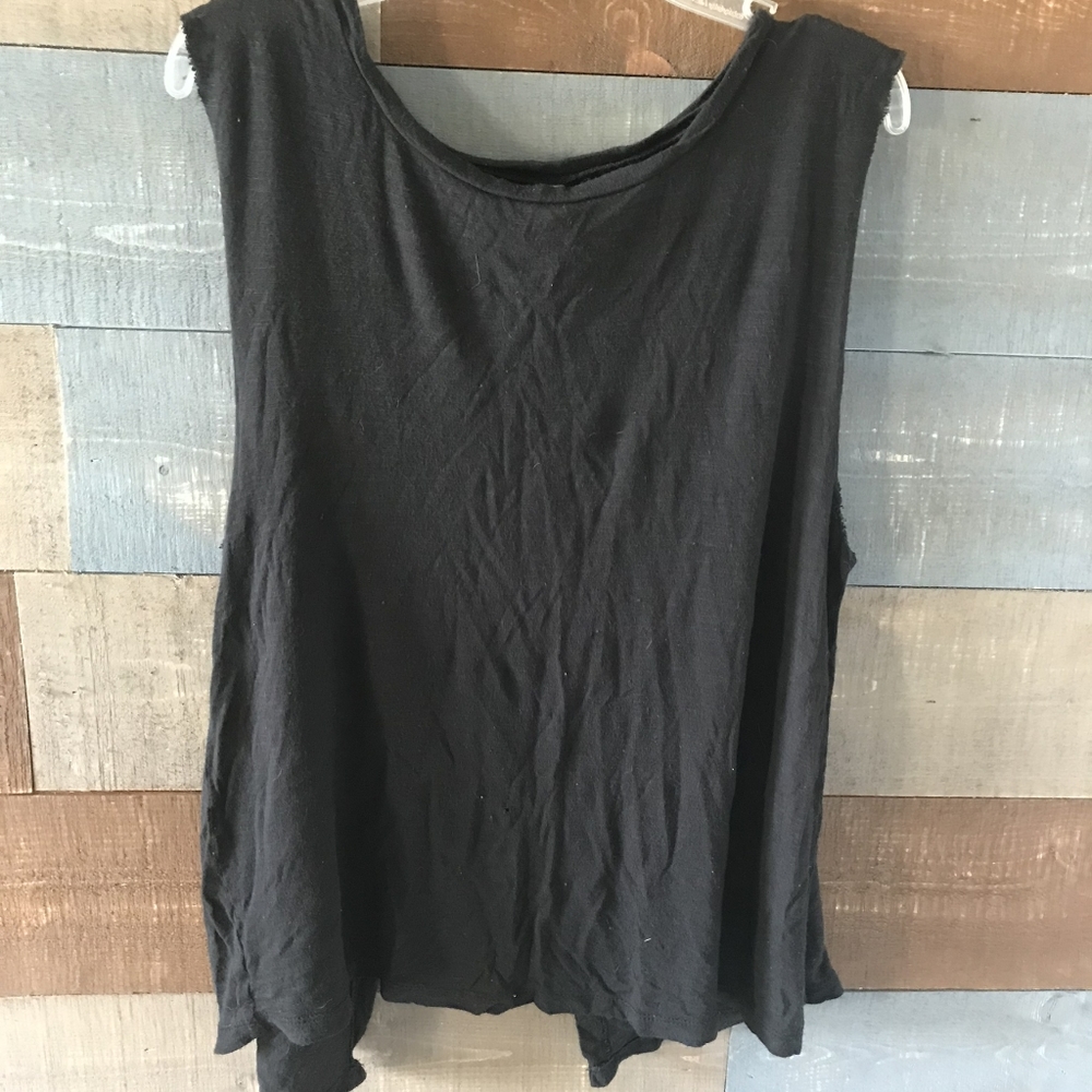Black Rayon Sleeveless Open Back